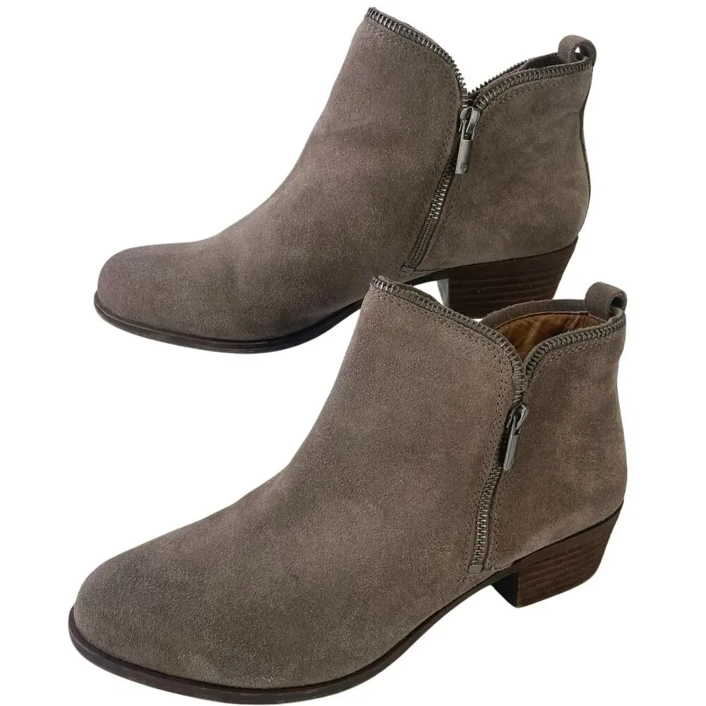 Lucky Brand Women Bartalino Tan Leather Suede Dual Zip 1.5